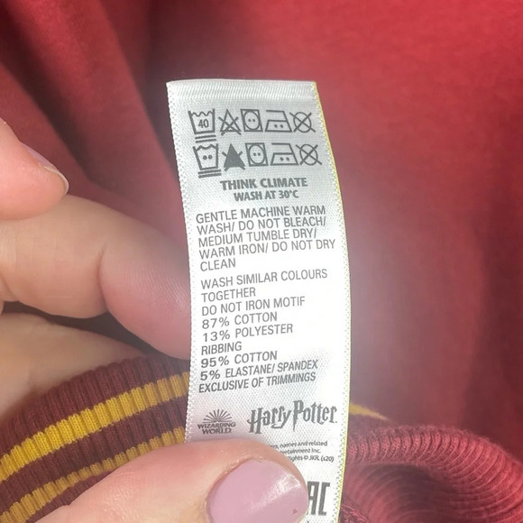 Youth Harry Potter Gryffindor Red + Yellow Pullover Crew Sweater with Moss Stitc - Picture 6 of 6